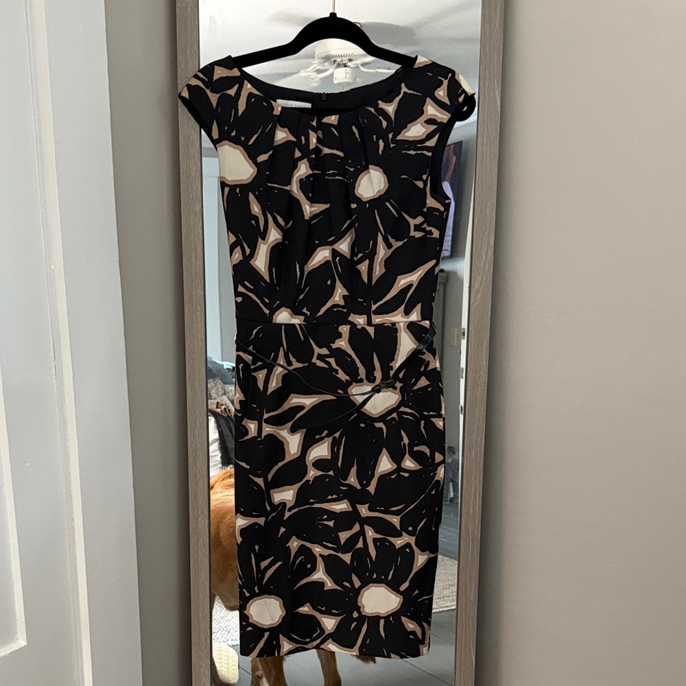 London Times Black and Cream Midi Dress